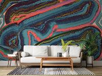 Mural de pared abstracto con flujo y remolinos de resina