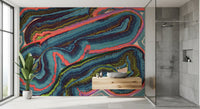 Mural de pared abstracto con flujo y remolinos de resina