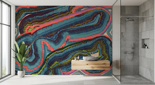 Fototapet mural pentru perete cu forme abstracte fluide și vârtejuri de rășină