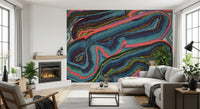 Mural de pared abstracto con flujo y remolinos de resina