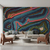 Mural de pared abstracto con flujo y remolinos de resina