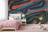 Mural de pared abstracto con flujo y remolinos de resina