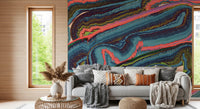 Mural de pared abstracto con flujo y remolinos de resina