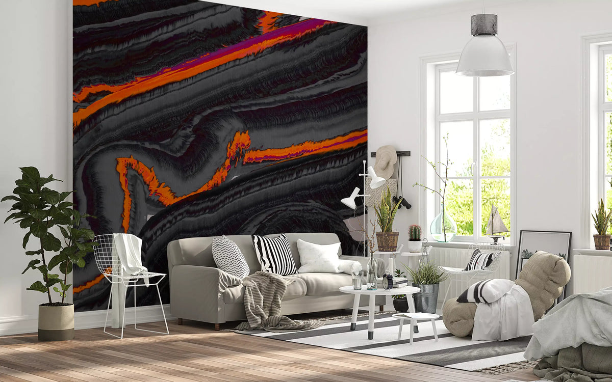 Moderne vægmaleri med mønsteret Fiery Strata
