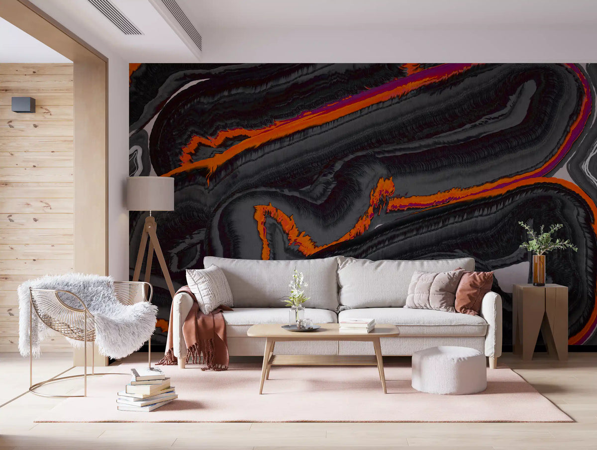 Moderne vægmaleri med mønsteret Fiery Strata