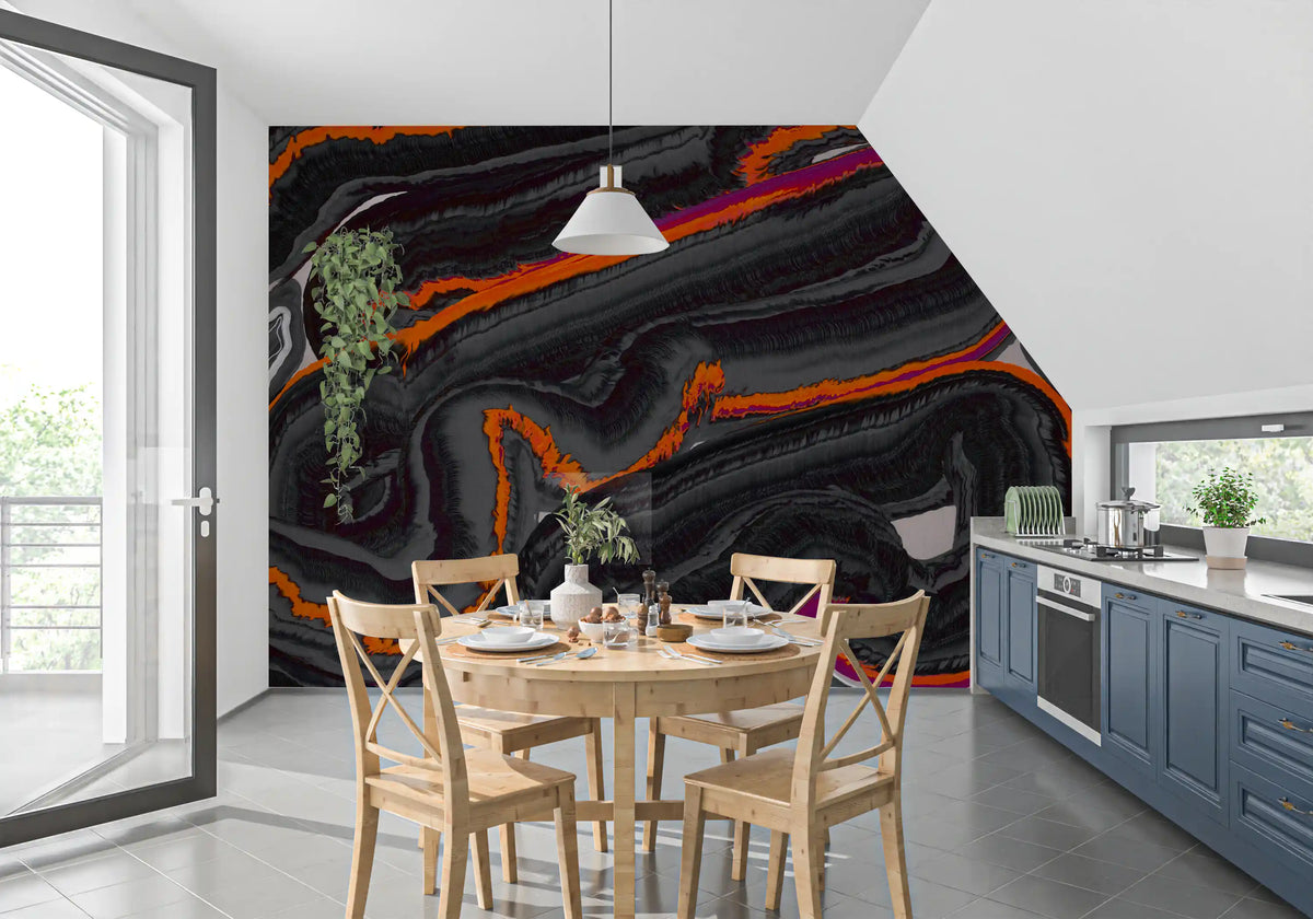 Moderne vægmaleri med mønsteret Fiery Strata