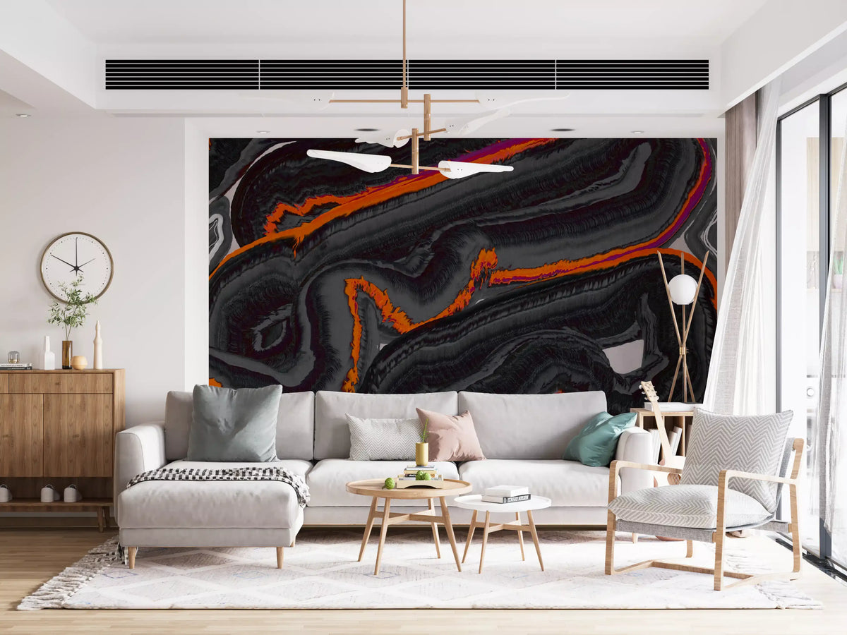 Moderne vægmaleri med mønsteret Fiery Strata