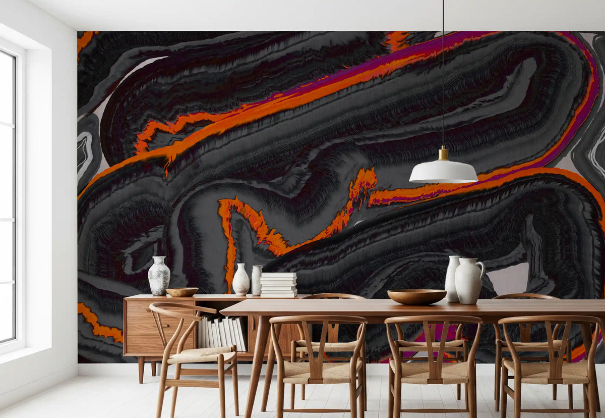 Moderne vægmaleri med mønsteret Fiery Strata