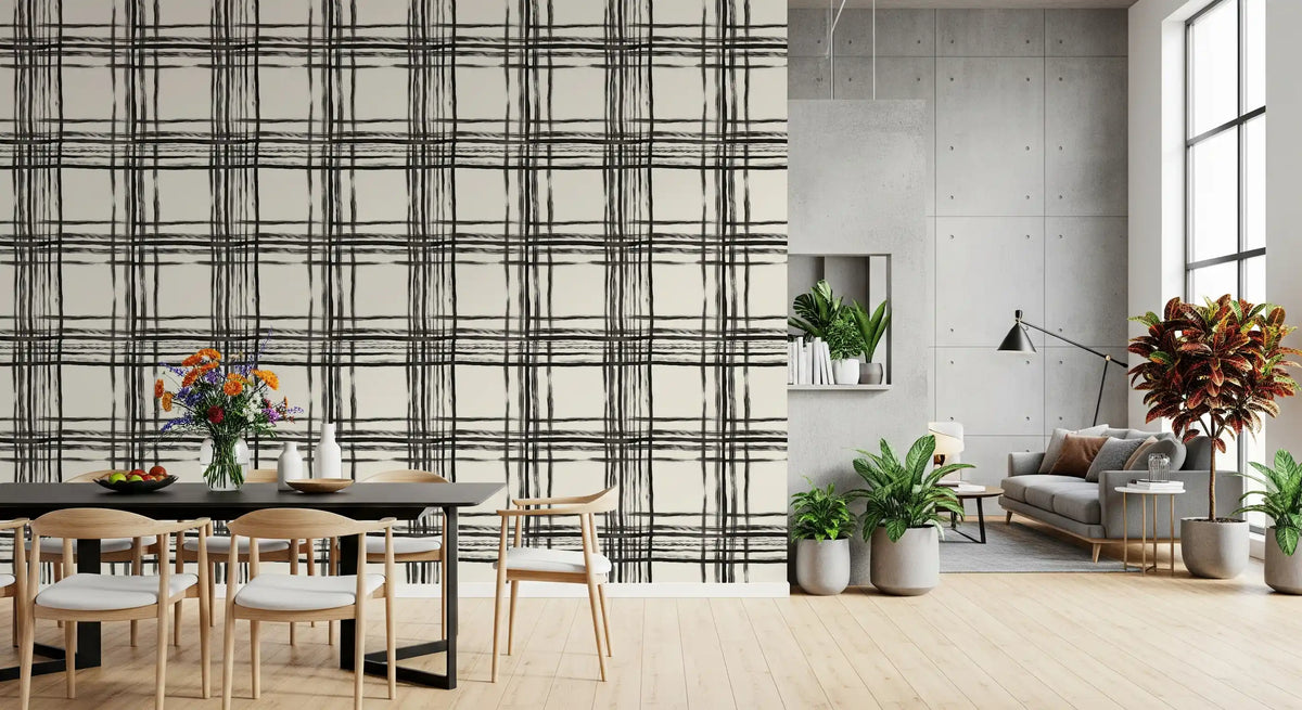 Papier peint quadrillé monochrome minimaliste⁠