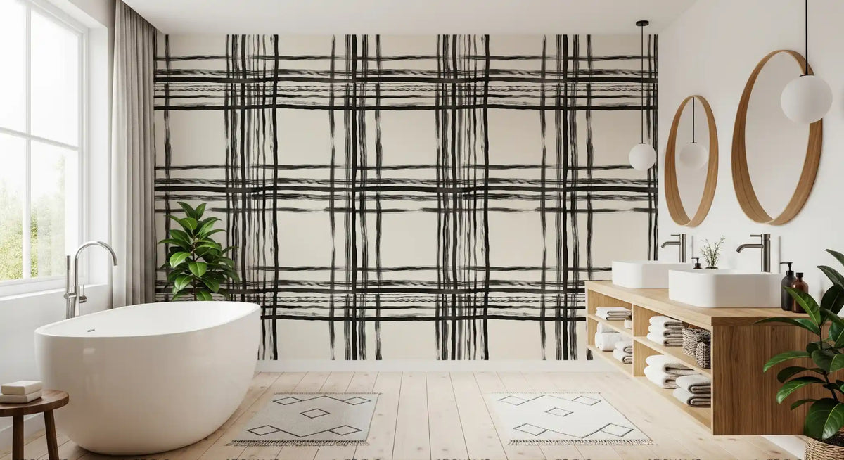 Papier peint quadrillé monochrome minimaliste⁠