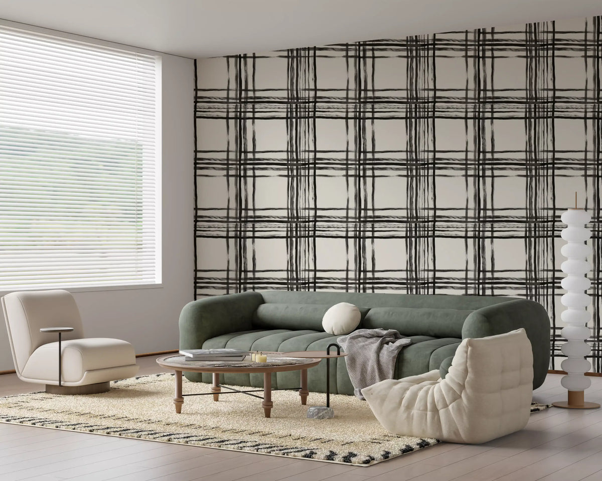 Papier peint quadrillé monochrome minimaliste⁠