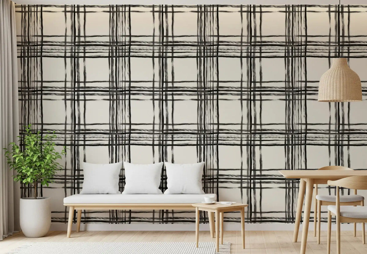 Papier peint quadrillé monochrome minimaliste⁠