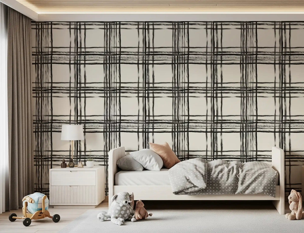 Papier peint quadrillé monochrome minimaliste⁠