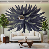 Murale da parete con scultura astratta di dalia