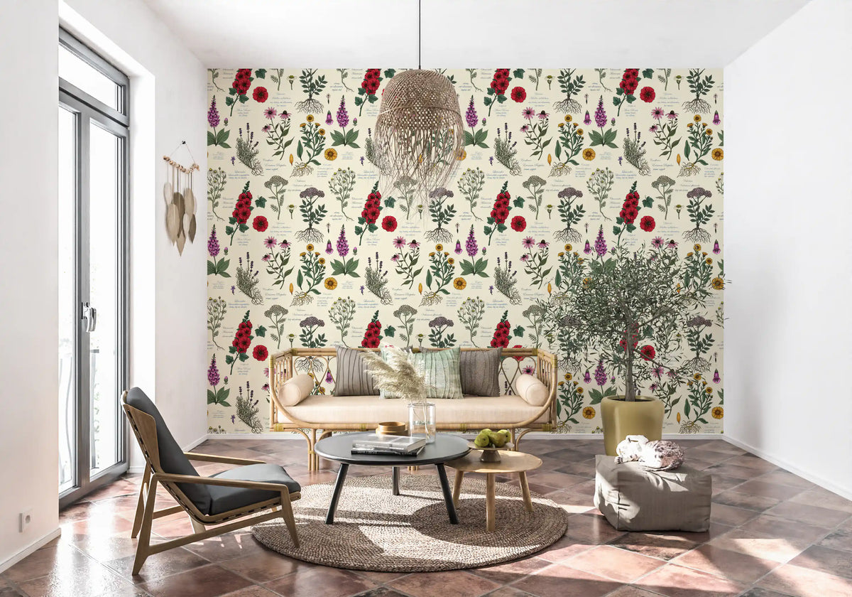 Vintage Botanical Herbarium Study Wallpaper⁠