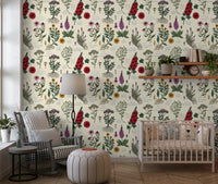 Vintage Botanical Herbarium Study Wallpaper⁠