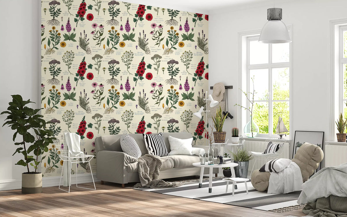 Vintage Botanical Herbarium Study Wallpaper⁠