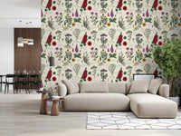 Vintage Botanical Herbarium Study Wallpaper⁠