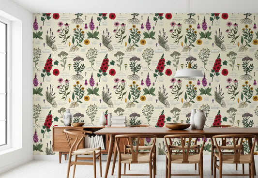 Vintage Botanical Herbarium Study Wallpaper⁠