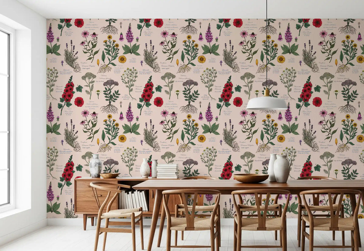 Medicinal Wildflower Garden Study Wallpaper⁠
