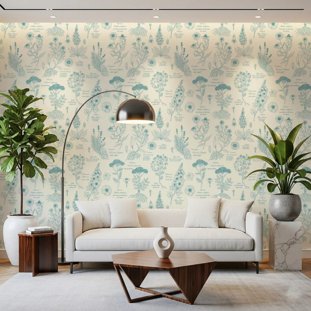 Papel tapiz con ilustración botánica de un herbario en boceto⁠