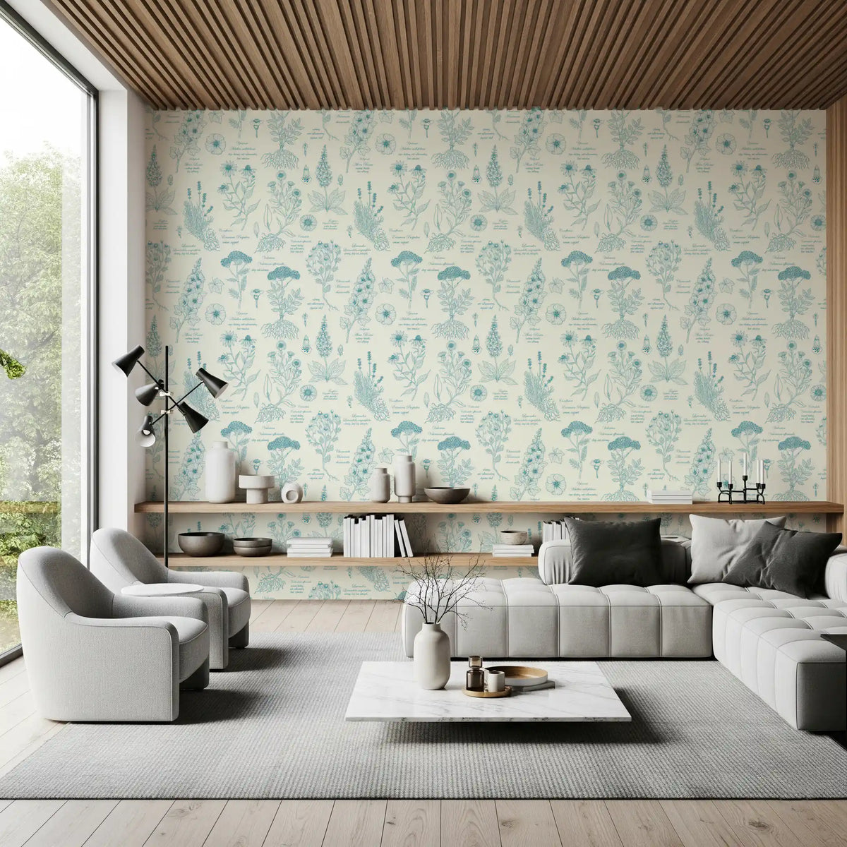 Papel tapiz con ilustración botánica de un herbario en boceto⁠