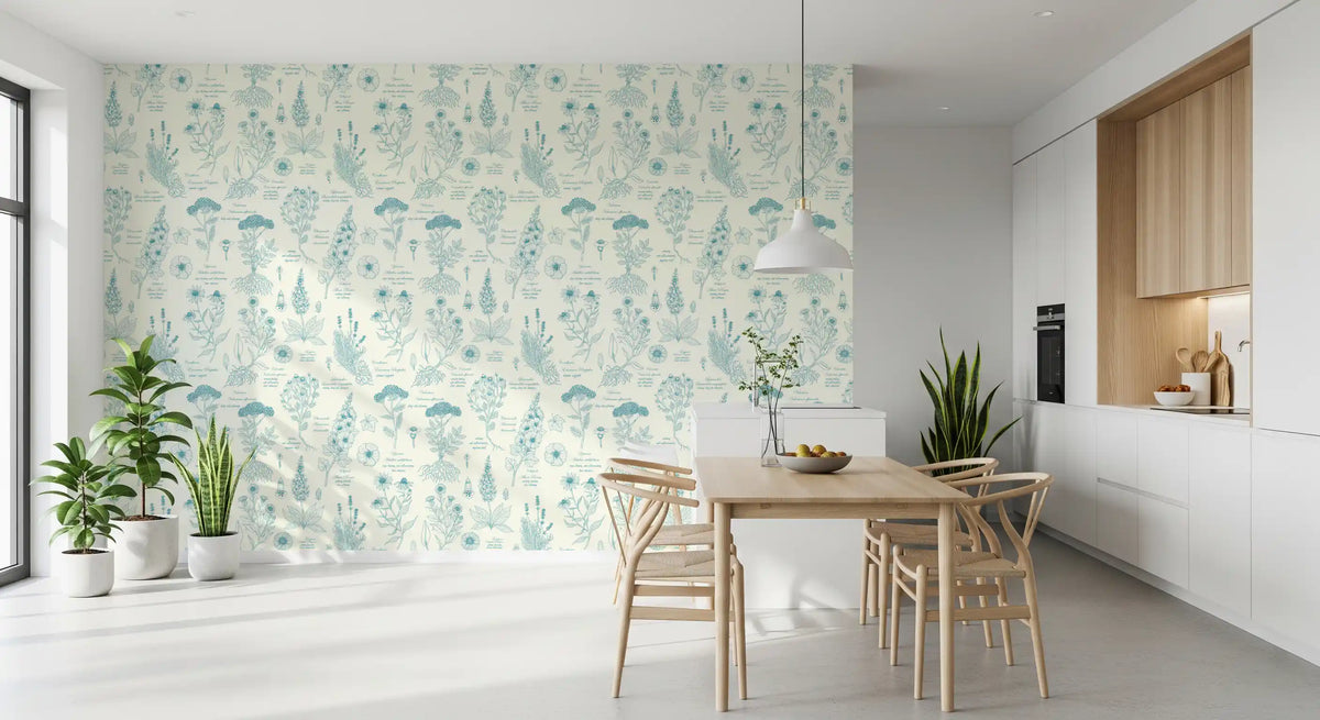 Papel tapiz con ilustración botánica de un herbario en boceto⁠