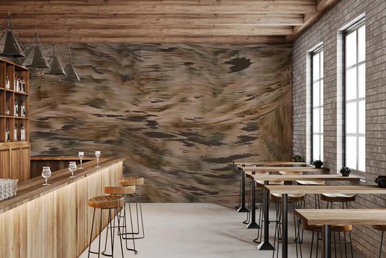 Papier peint panoramique mural Mouvement de coups de pinceau dans des tons terreux