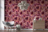 Rustikale florale Pinselstrich-Canvas-Tapete⁠