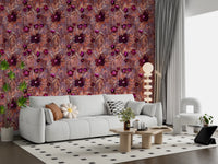 Rustikale florale Pinselstrich-Canvas-Tapete⁠