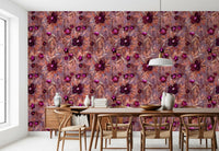 Rustikale florale Pinselstrich-Canvas-Tapete⁠