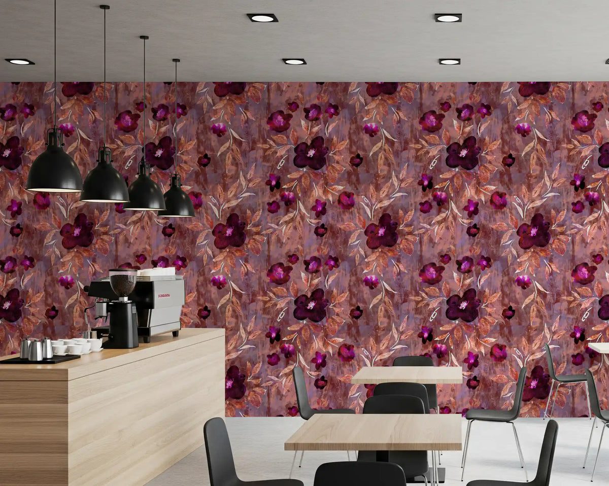 Rustikale florale Pinselstrich-Canvas-Tapete⁠
