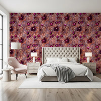 Rustikale florale Pinselstrich-Canvas-Tapete⁠