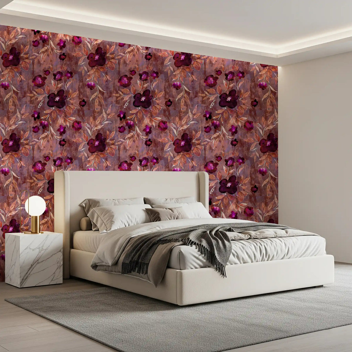 Rustikale florale Pinselstrich-Canvas-Tapete⁠