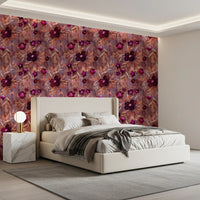 Rustikale florale Pinselstrich-Canvas-Tapete⁠