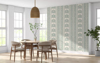 Sage Green Damask Stripe Pattern Wallpaper⁠