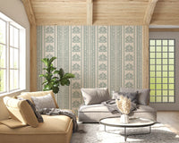 Sage Green Damask Stripe Pattern Wallpaper⁠