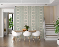 Sage Green Damask Stripe Pattern Wallpaper⁠