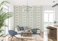 Sage Green Damask Stripe Pattern Wallpaper⁠