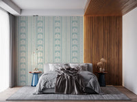 Minimalist Botanical Stripe in Blue Wallpaper⁠