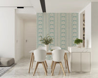 Minimalist Botanical Stripe in Blue Wallpaper⁠