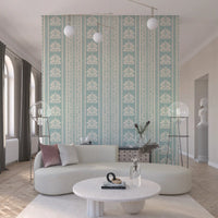 Minimalist Botanical Stripe in Blue Wallpaper⁠