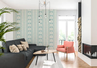 Minimalist Botanical Stripe in Blue Wallpaper⁠