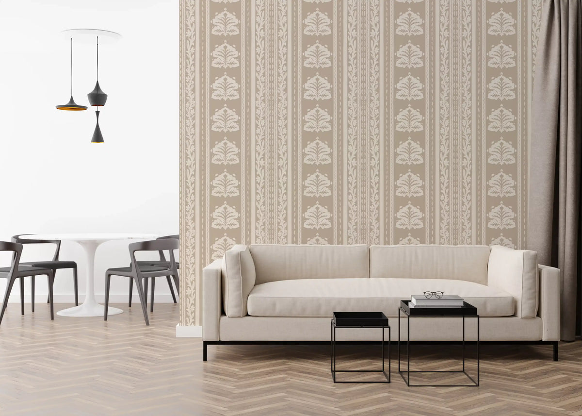 Beige Damask Stripe Heritage Wallpaper⁠