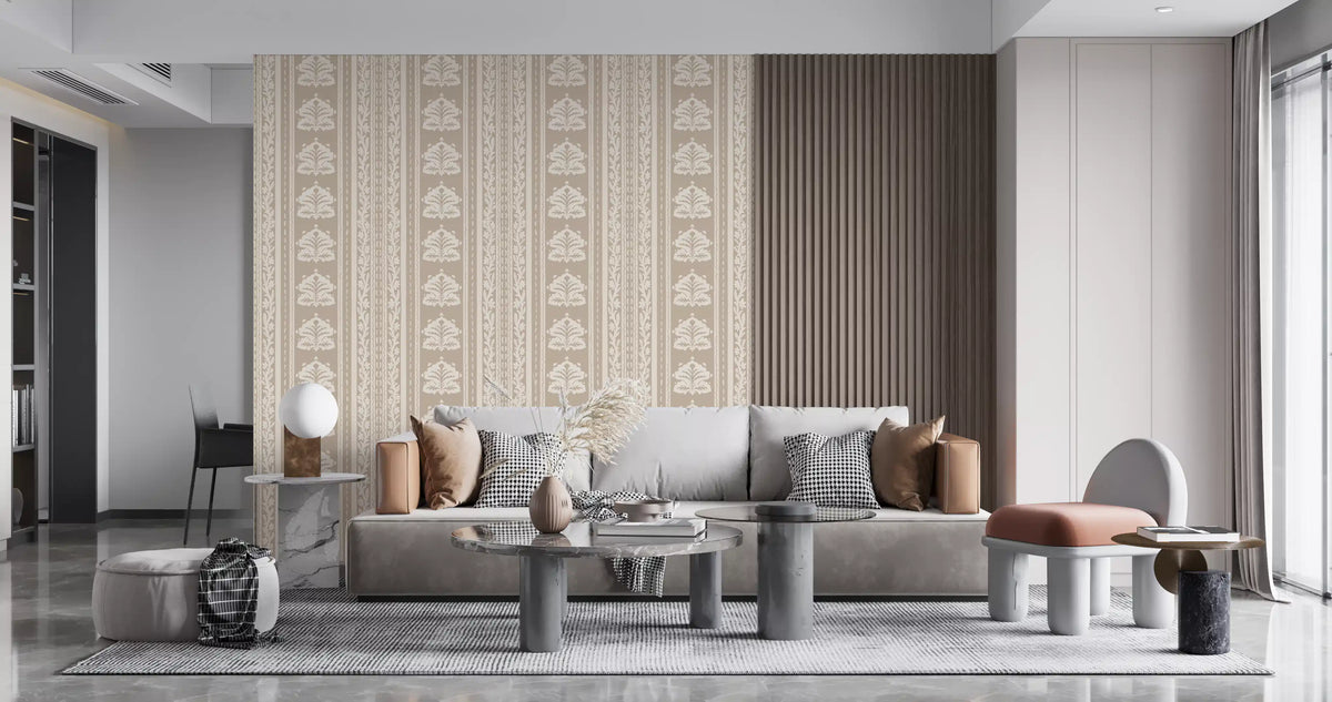 Beige Damask Stripe Heritage Wallpaper⁠
