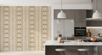 Cream and Taupe Botanical Stripe Wallpaper⁠