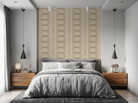 Cream and Taupe Botanical Stripe Wallpaper⁠