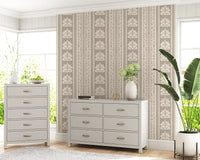 Neutral Heritage Damask Stripe Wallpaper⁠