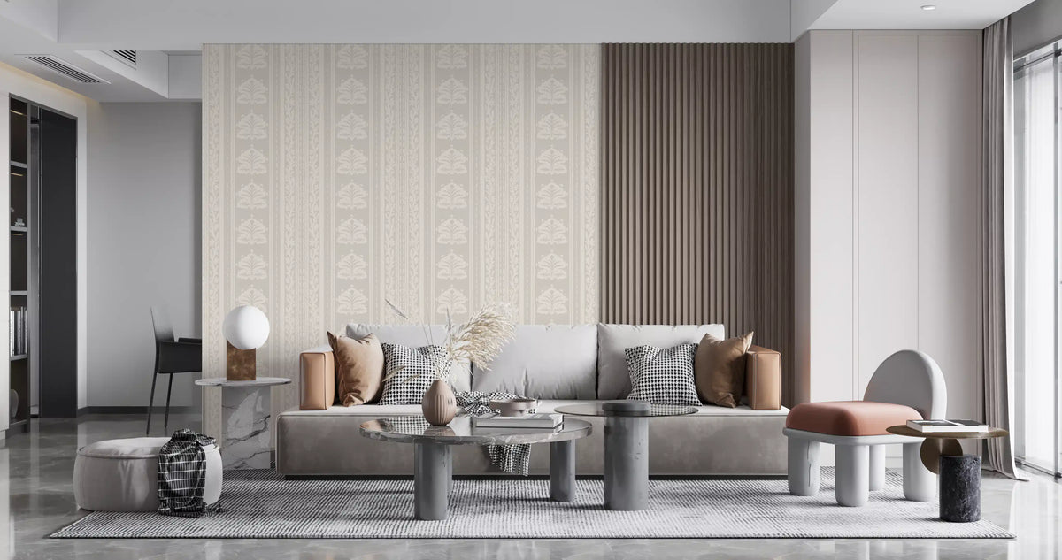 Botanical Stripe Neutral Art Wallpaper⁠