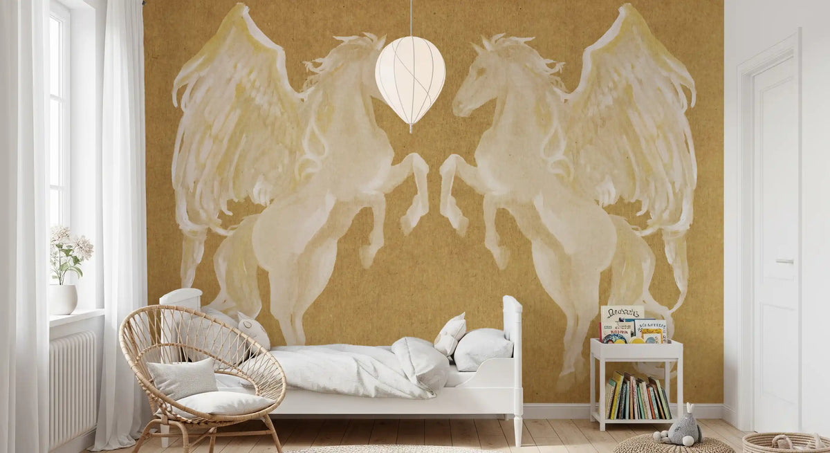 Rustikales Wandbild mit mythologischem Pegasus-Muster